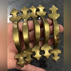 5 vintage brass handles pulls hardware